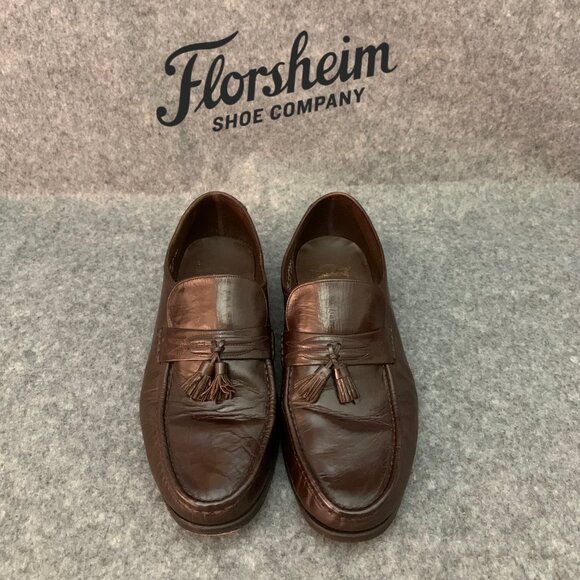 Florsheim Men’s Brown Leather Tassel Loafers Slip On Shoes - Picture 1 of 11